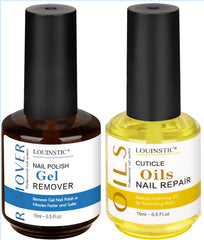 Louinstic Gel Remover Kit: botella compacta para uso cómodo y rápido.