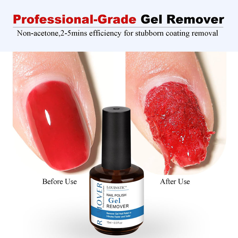 Mano usando removedor gel de LOUINSTIC para retirar esmalte en gel.