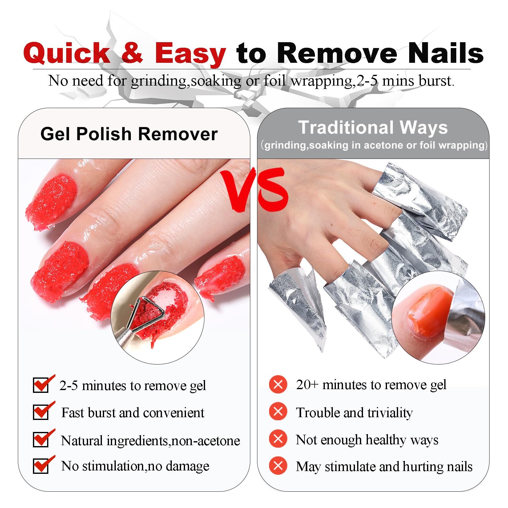 Removedor gel sin acetona de LOUINSTIC, fórmula suave.