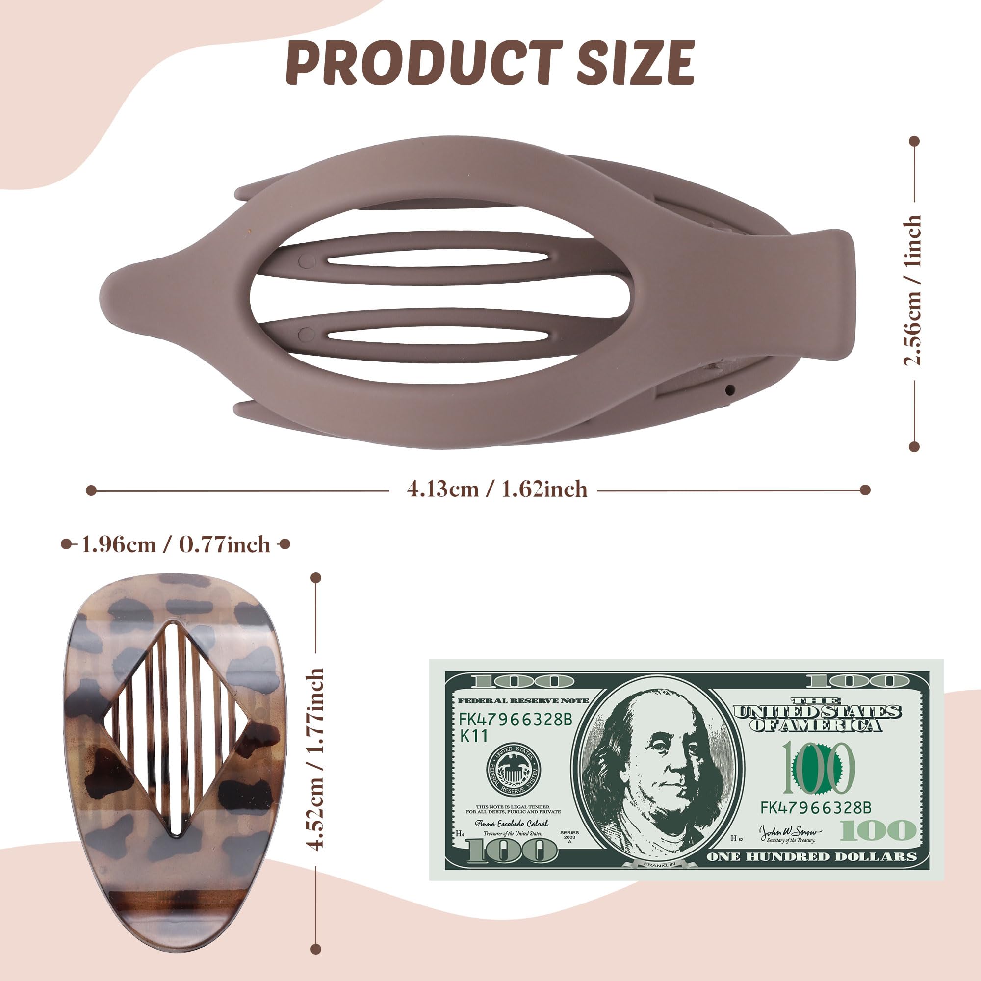 Clips Lourny planos para cabello, vista trasera, sujeción estable