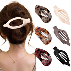 Clips Lourny planos para cabello, vista frontal, cómodo uso diario