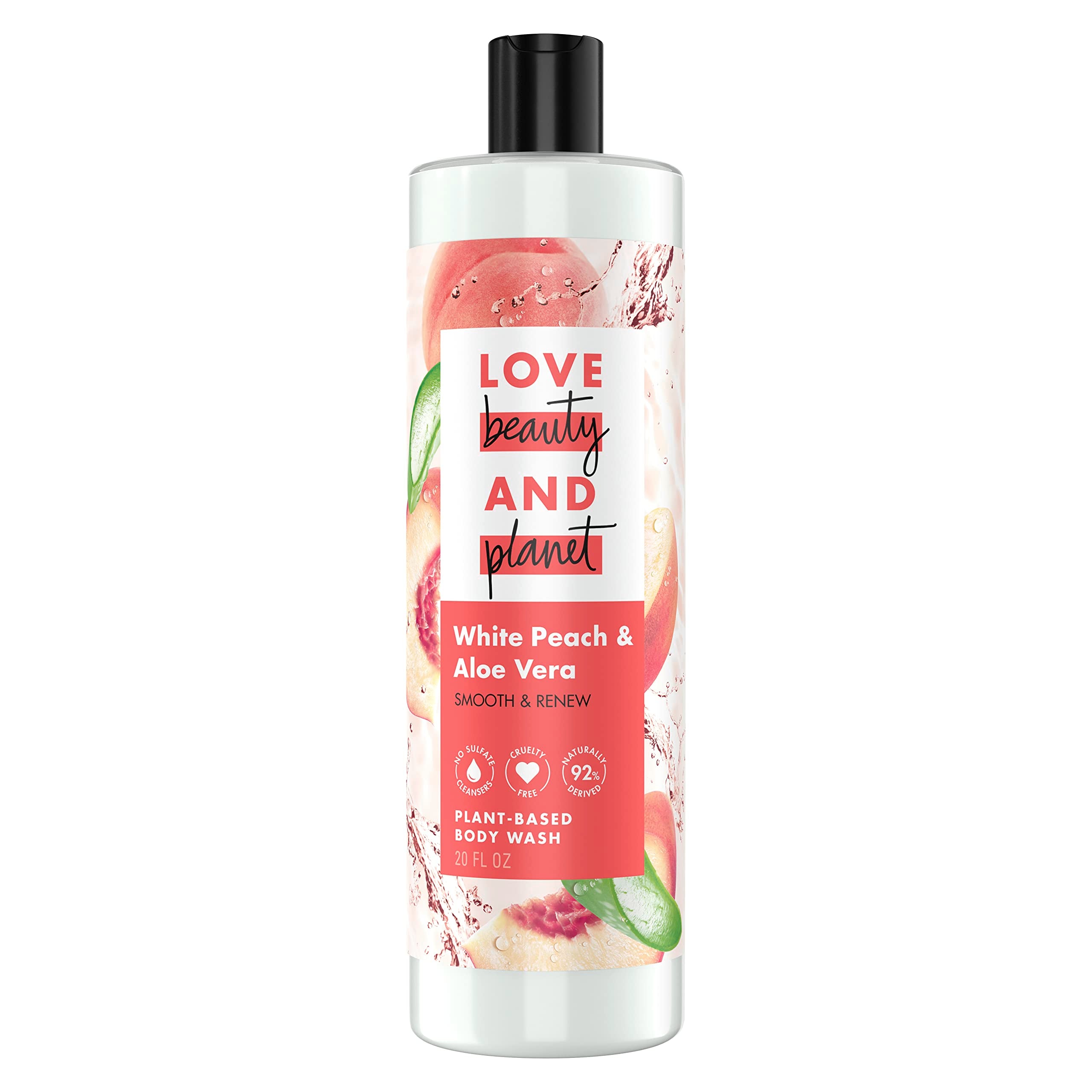 Botella Love Beauty and Planet con durazno blanco y aloe vera, hidratación suave