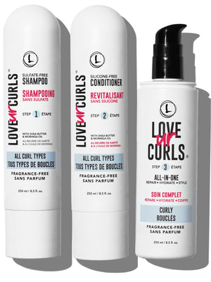 Love Ur Curls champú sin fragancia en botella, limpia suavemente rizos