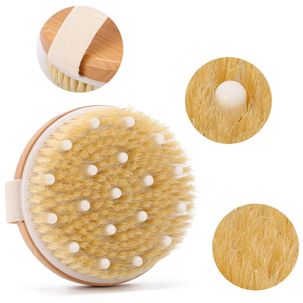 LoveBB cepillo seco con cerdas naturales y madera para exfoliar suavemente