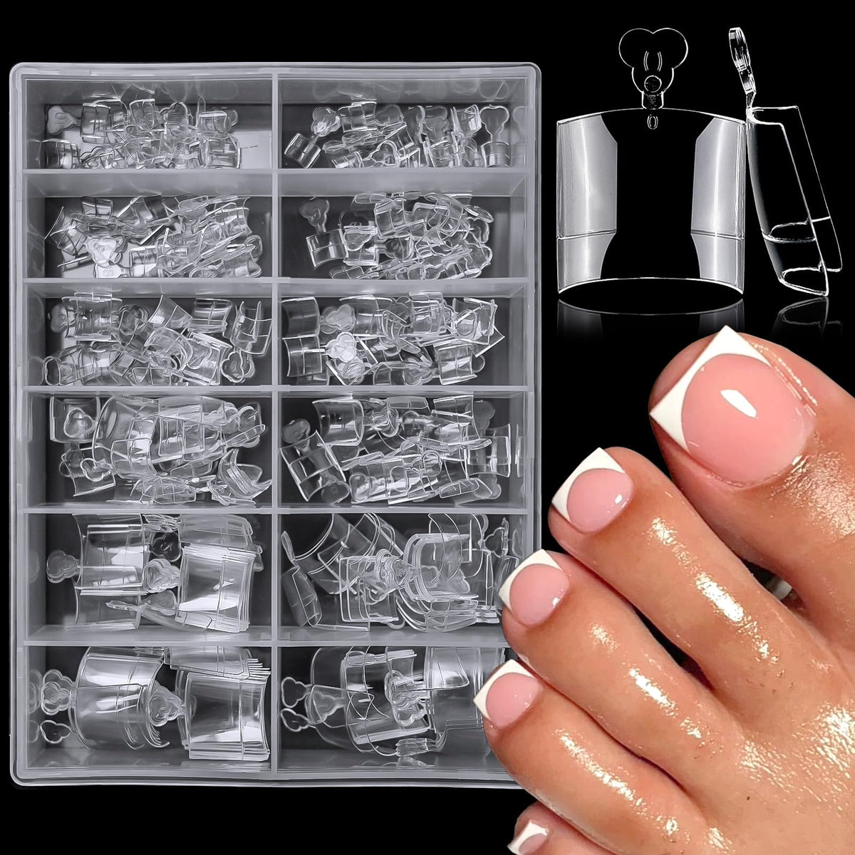 LoveOurHome uñas de pie corto cuadradas claras para un look limpio y natural