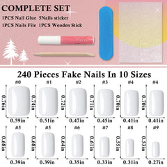 LoveOurHome uñas cortas blancas con brillo gel, aspecto natural para uso diario
