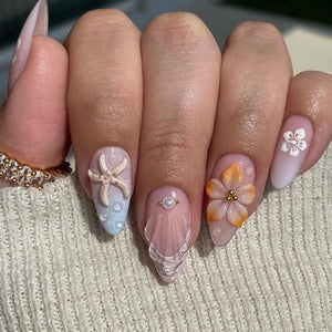 Uñas LPOODDNU con flor 3D para look elegante