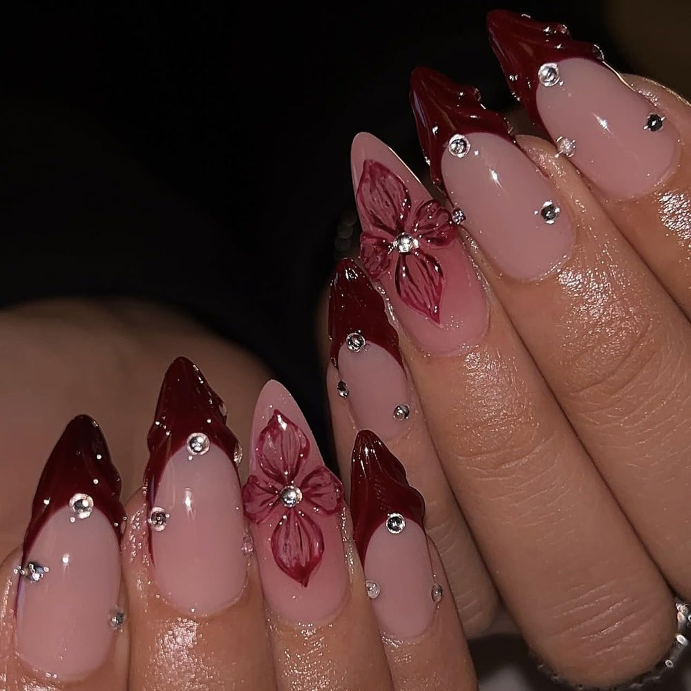 Uñas LPOODDNU con diseño 3D de cristales para acabado destacado