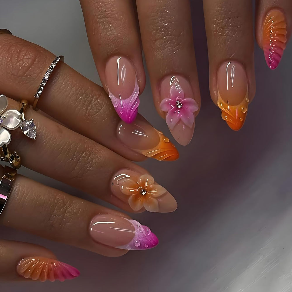 Uñas postizas LPOODDNU con brillo y acabado uniforme para manicura rápida en casa.