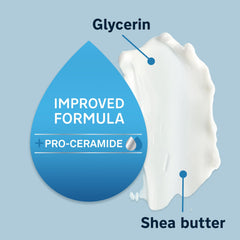 Lubriderm, fórmula con ceramidas y manteca de karité, textura ligera y absorción rápida.