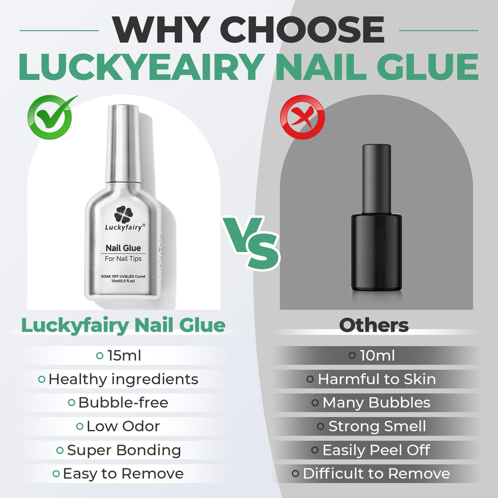 Luckyfairy acabado brillante en uñas con aspecto natural y duradero