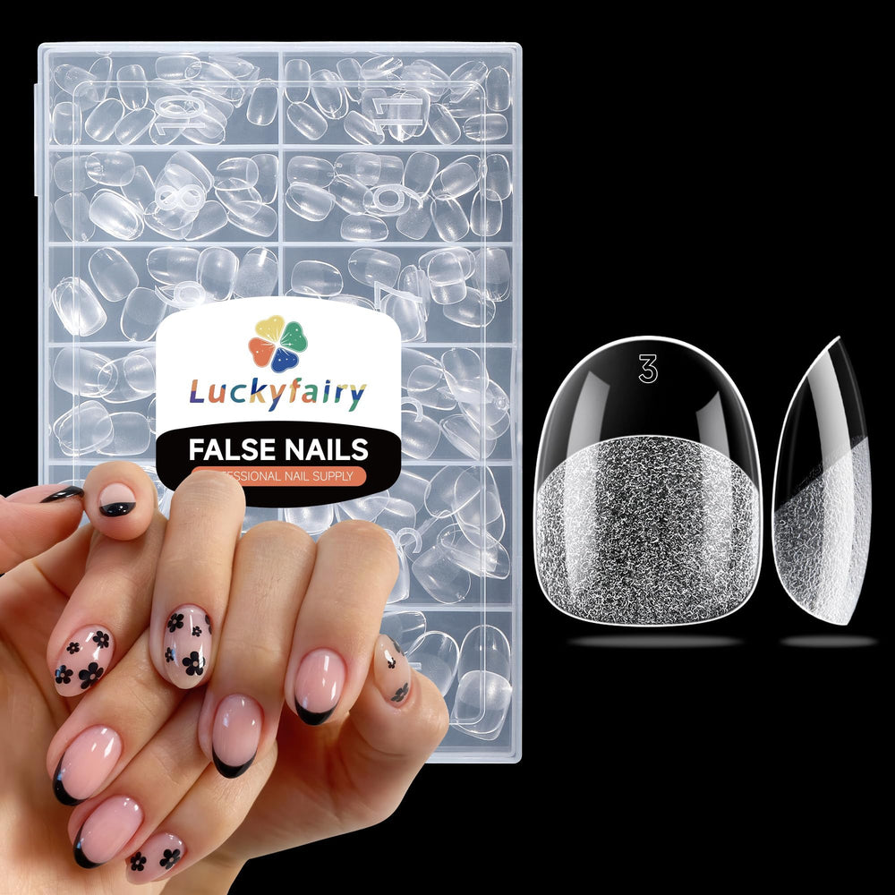 Luckyfairy tips oval corto 240p, acabado claro para uñas naturales y duraderas.