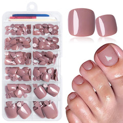 LuckForever uñas postizas para pies, estuche con 168 piezas en color café