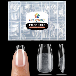 Luckyfairy puntas cortas en forma de ataúd con claridad para un aspecto natural.