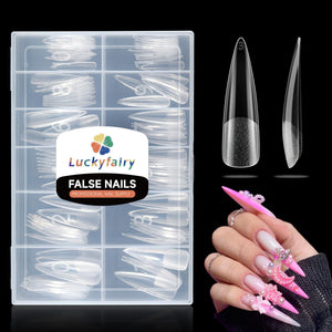 Luckyfairy puntas stiletto XXL cubiertas completas para uñas, ajuste cómodo y duradero.