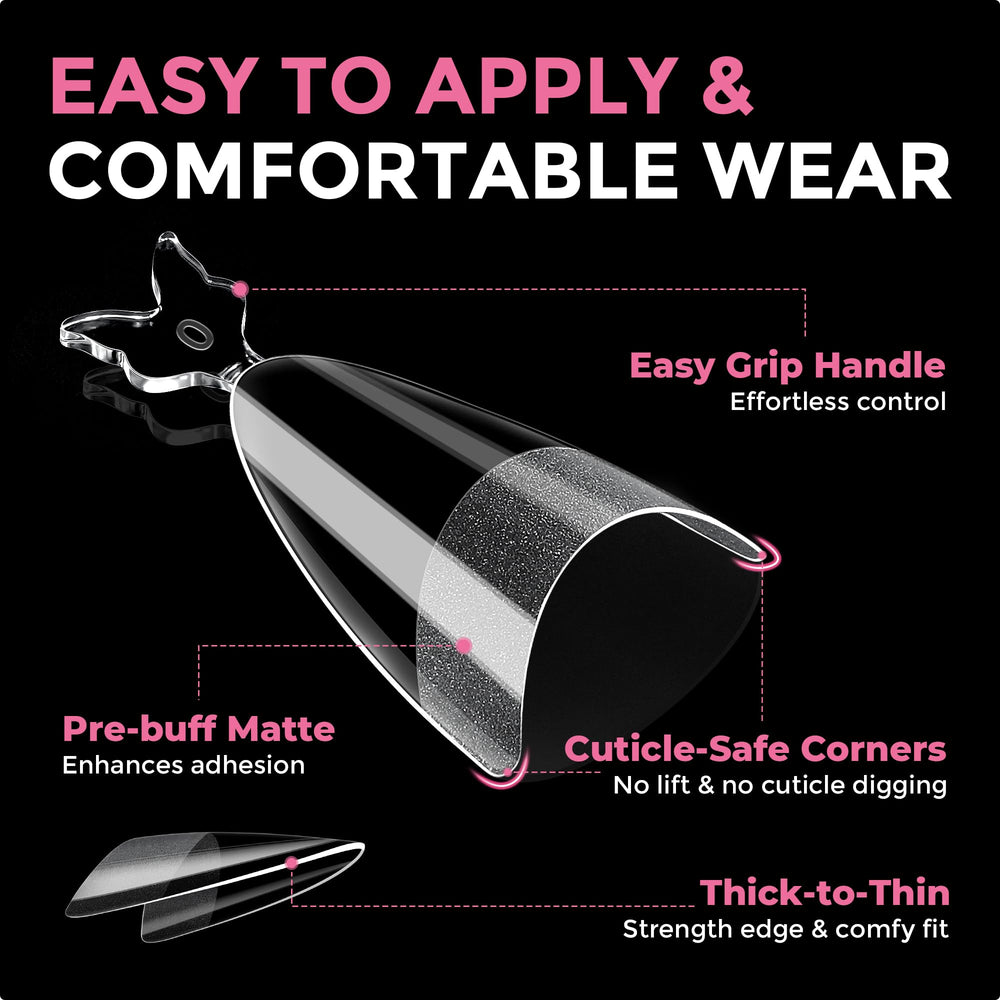 Luckyfairy puntas uñas ajuste natural flexibilidad: se adaptan a curvas y vuelven a forma sin pliegues