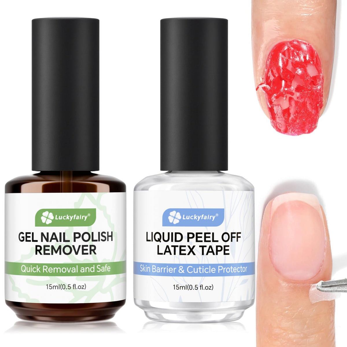 Luckyfairy Removedor Esmalte Gel 15ml para remoción rápida sin esfuerzo