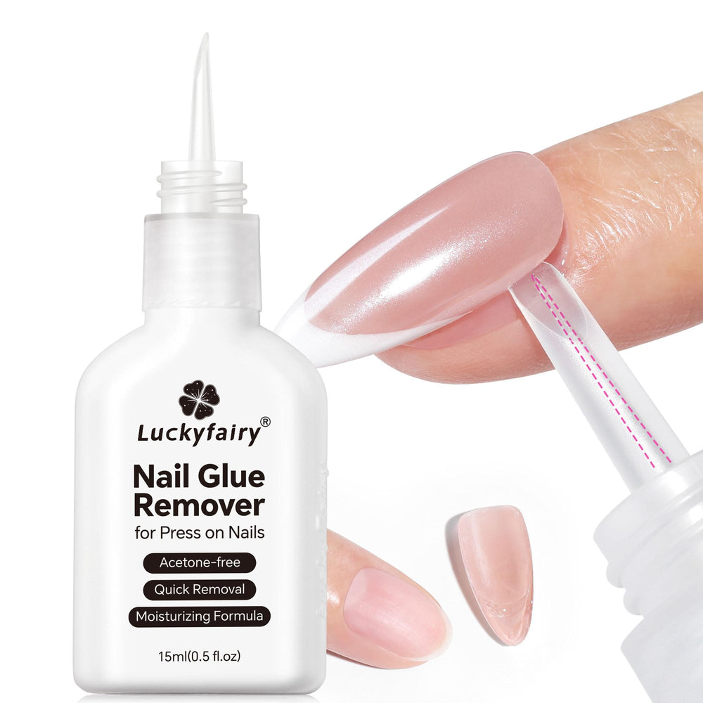 Luckyfairy Remover de pegamento para uñas con punta angular para aplicación precisa.