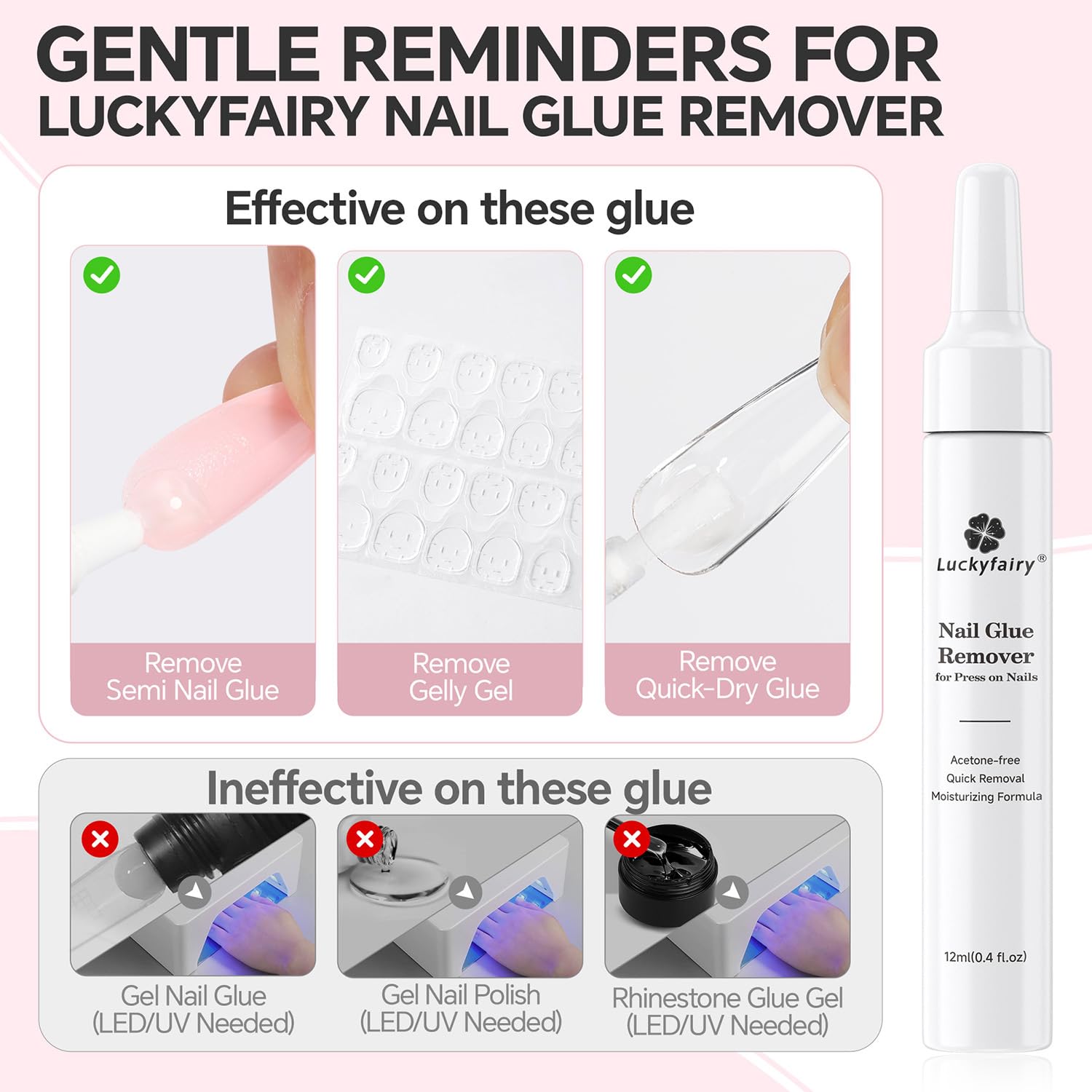Luckyfairy removedor de uñas, diseño compacto, ideal para uso en casa.