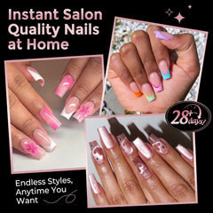 Luckyfairy tips con 12 tallas, ajuste perfecto para uñas variadas.