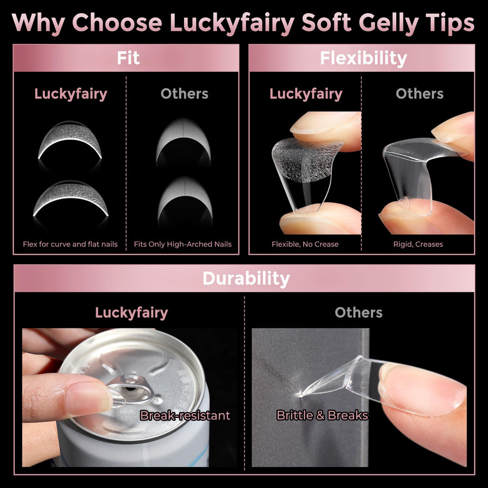Luckyfairy tips de 12 tallas claras para ajuste personalizado.