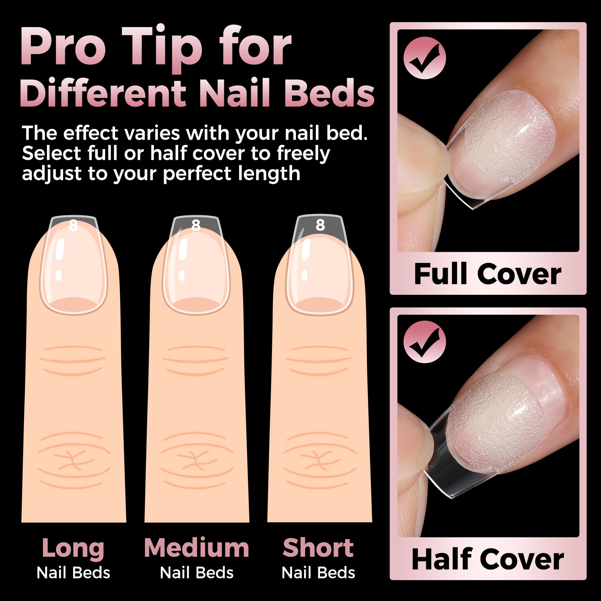 Luckyfairy tips uñas corto coffin amplia compatibilidad con gel acrílico y polvo de inmersión