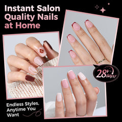 Luckyfairy tips uñas corto coffin dorso delgado curva suave para ajuste natural
