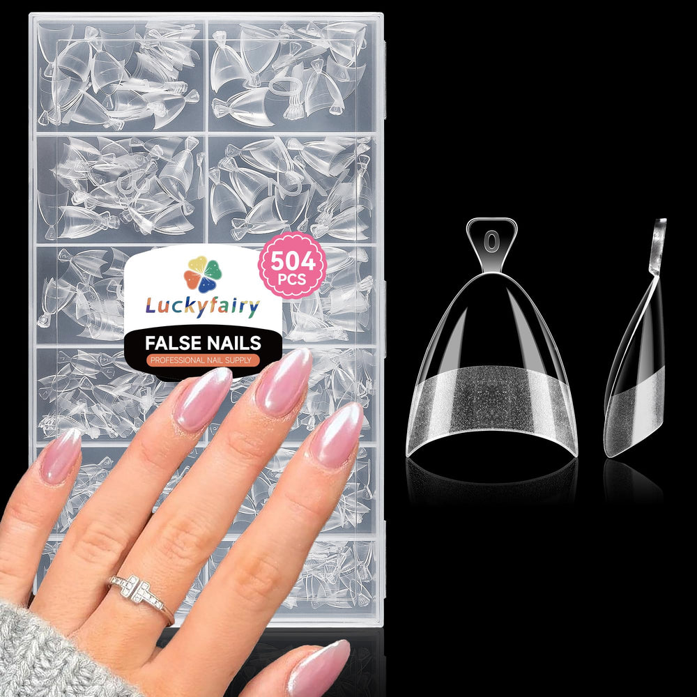 Luckyfairy Unas almendra 504 piezas, set completo para manicura casera y profesional