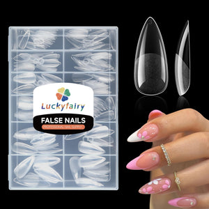 Luckyfairy uña estileto completa clara para acabado natural duradero