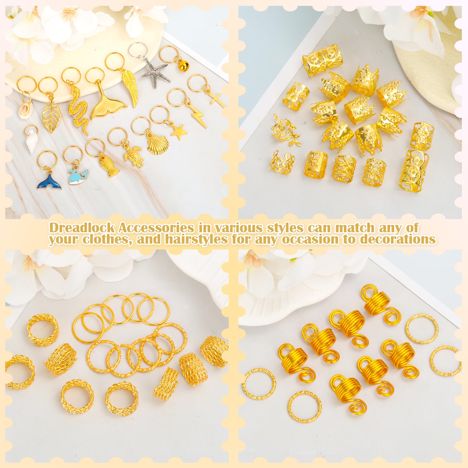 Lucomb aros y anillos para pelo, cierres cuff para trenzas