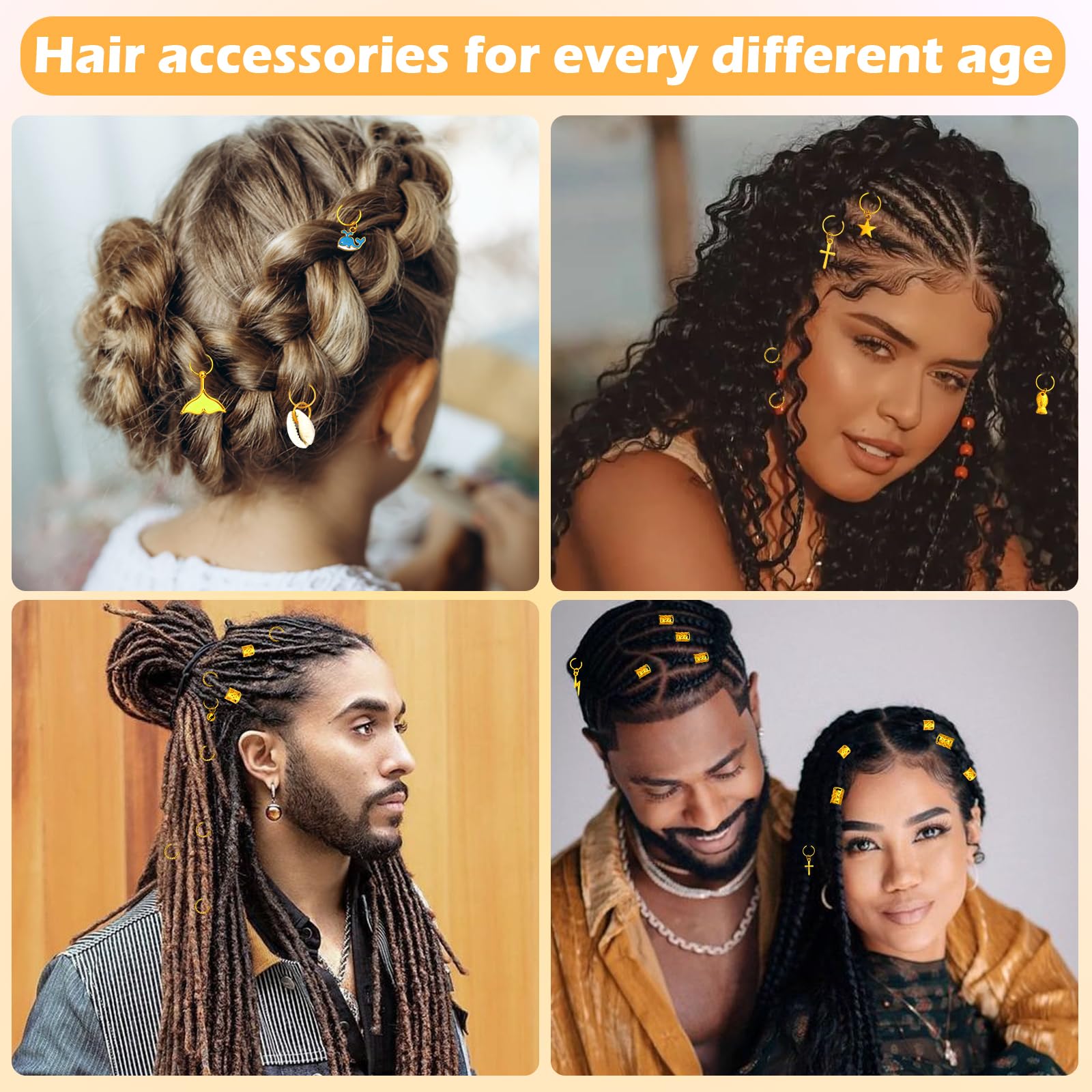 Lucomb cuentas coloridas para trenzas, estilo llamativo