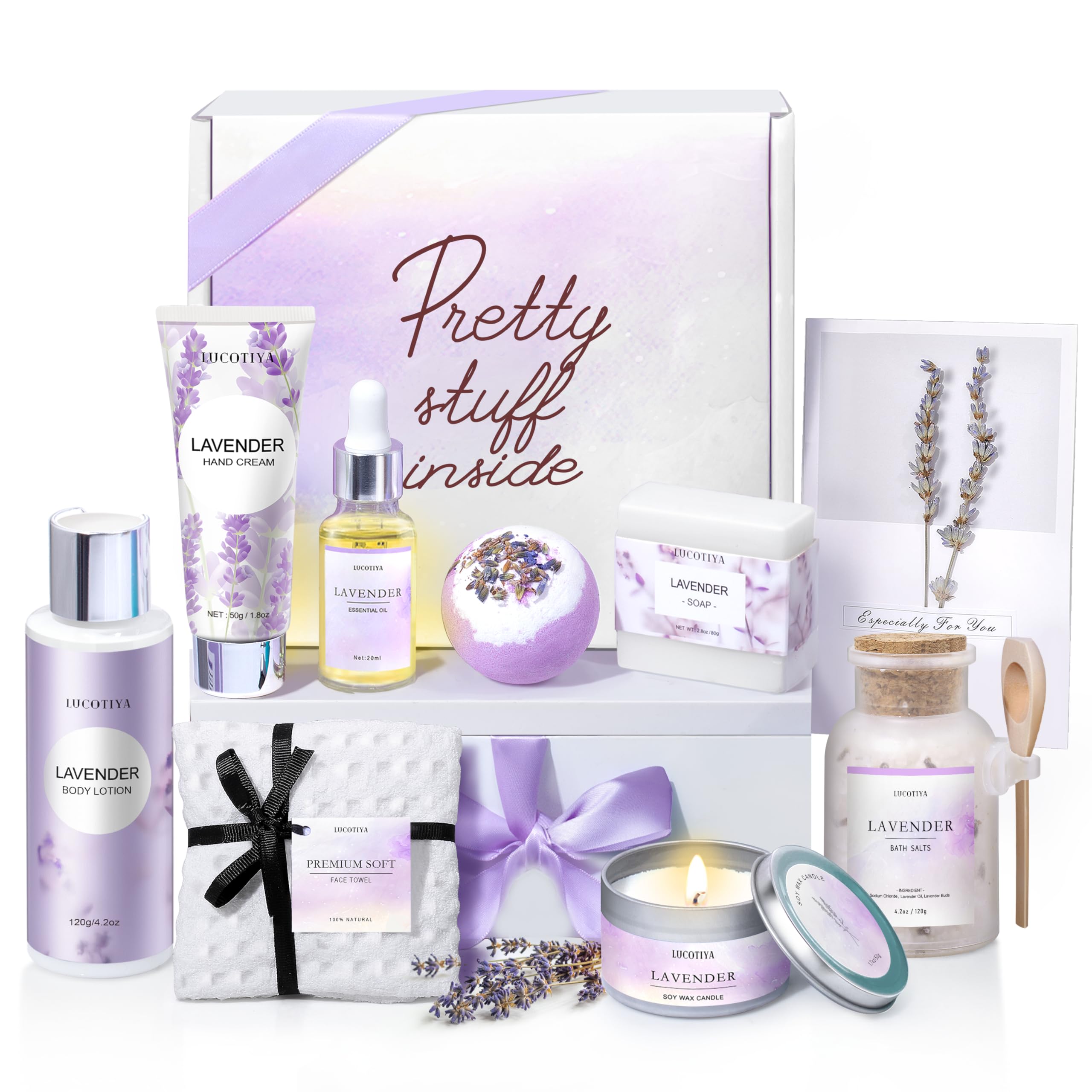 LUCOTIYA: cesta regalo spa lavanda, ideal para regalo elegante y relajación.