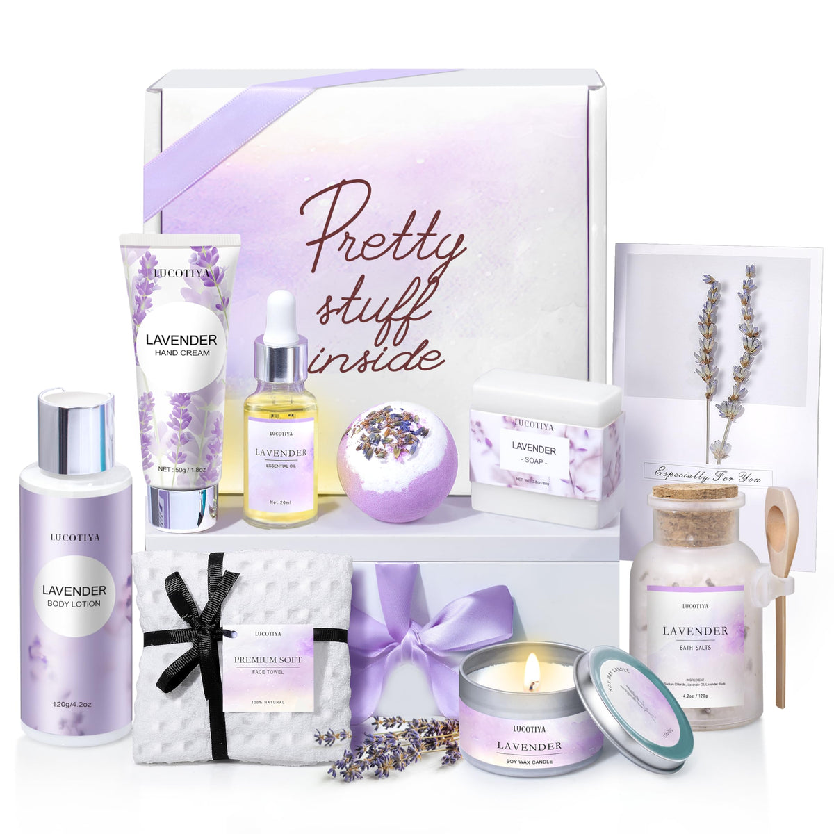 LUCOTIYA: cesta regalo spa lavanda, ideal para regalo elegante y relajación.