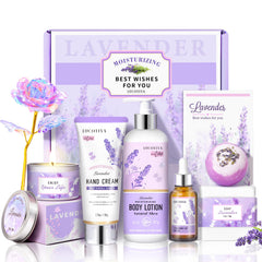 Conjunto spa lavanda de LUCOTIYA en elegante caja regalo.