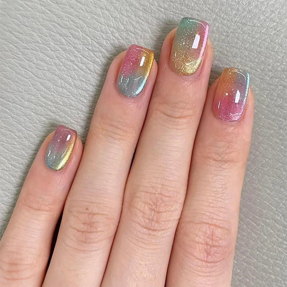 Lukmexor uñas postizas cuadradas con glitter para manicura rápida