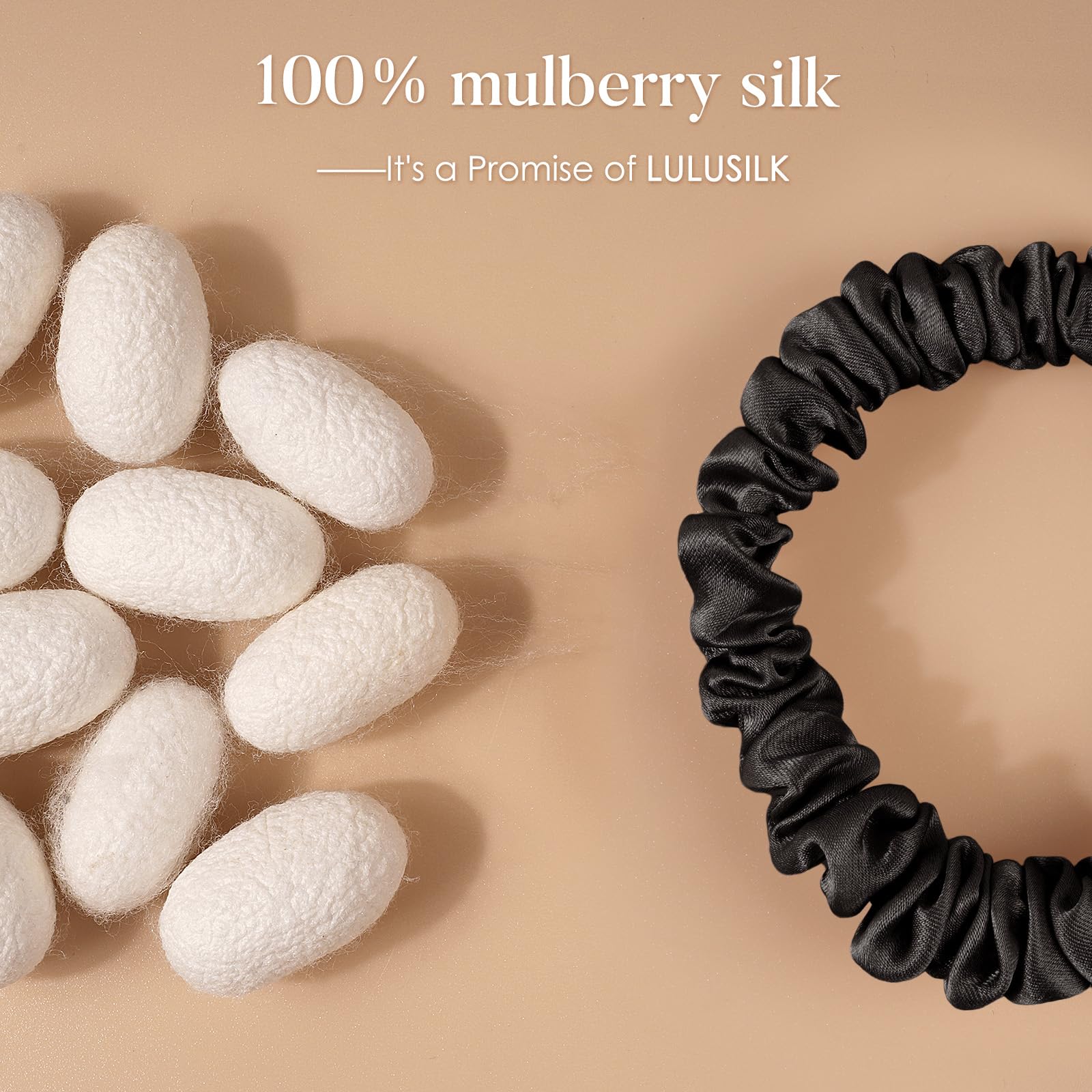 LULUSILK elástico interior duradero, negro, mantiene el cabello sujeto durante todo el día.