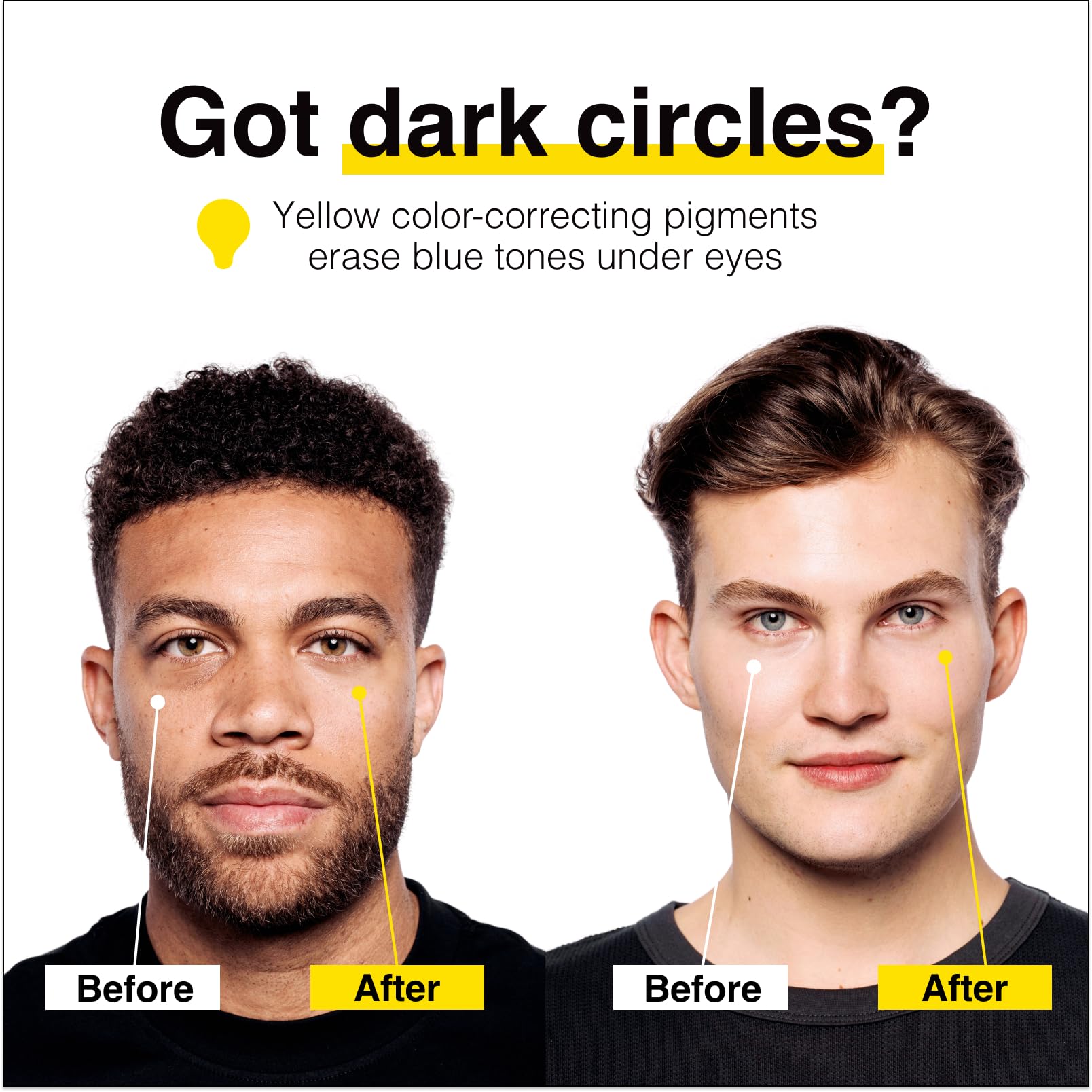Lumin Corrector Ojeras: tono amarillo neutraliza sombras azuladas.