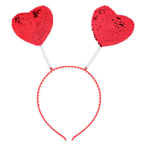 Diadema Lurrose con corazón rojo y lentejuelas, ideal para fiestas y sesiones de fotos.