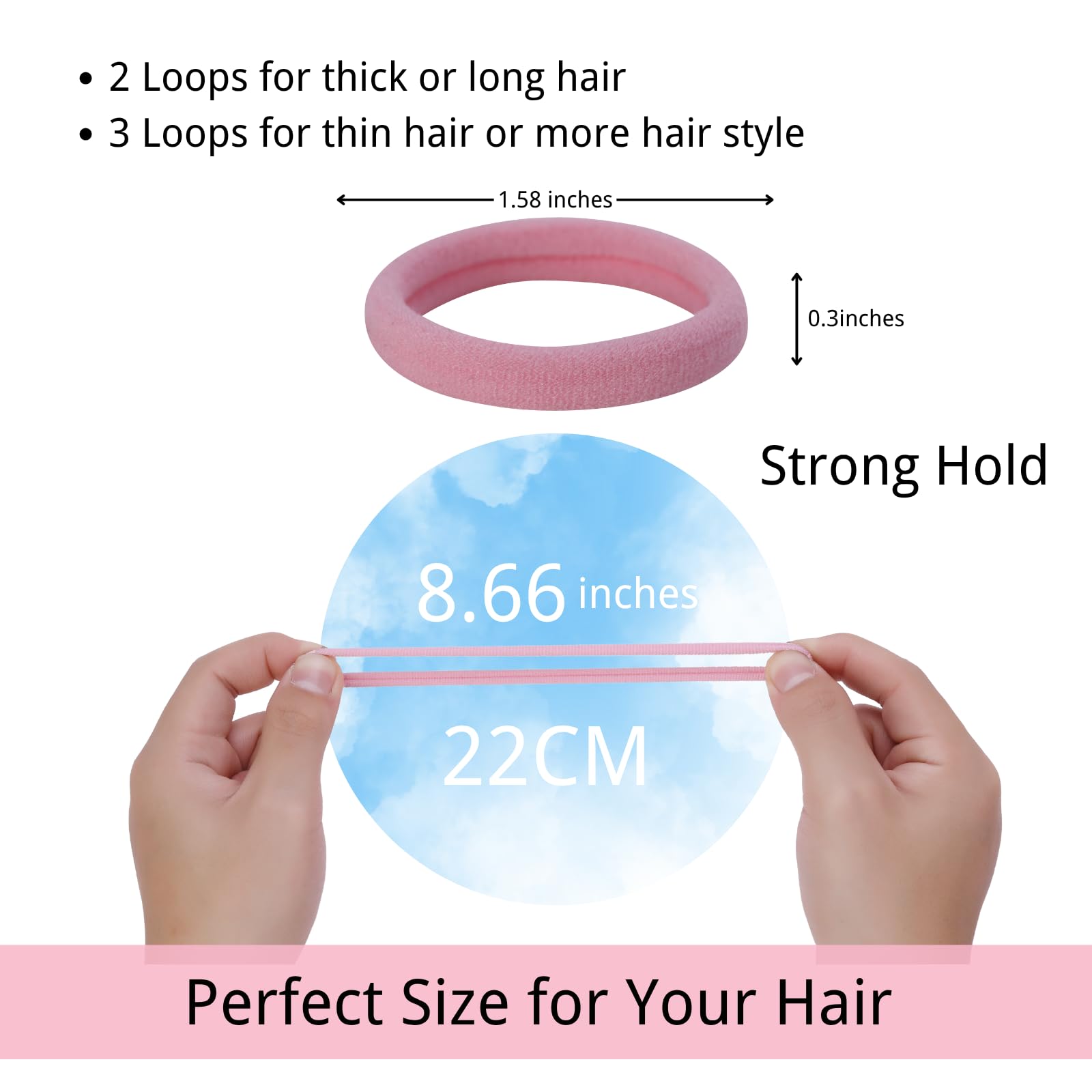 Elásticos LuSeren para cabello, textura suave de nailon sin costuras para evitar tirones.