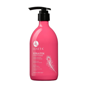 Luseta Keratina Acondicionador en botella, aporta hidratación y suavidad al cabello.
