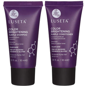 Luseta kit de viaje: champú purpura y acondicionador para rubios y grises preparados para usar