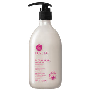 Luseta Perla Brillante Champú: envase visible y brillo inmediato para el cabello.