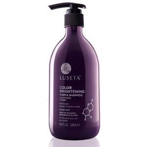 Luseta Purple Shampoo botella frontal realza color y brillo suave.