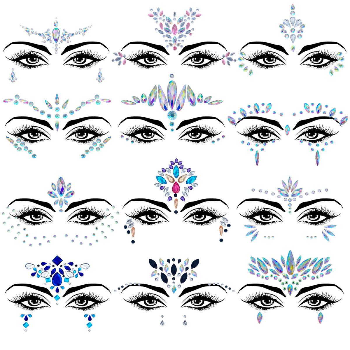 Lusy DM joyas faciales sirena, brillo perfecto para fiestas y festivales