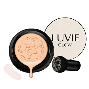 Luvie Glow fundación con esponja: botella elegante para cobertura suave y natural