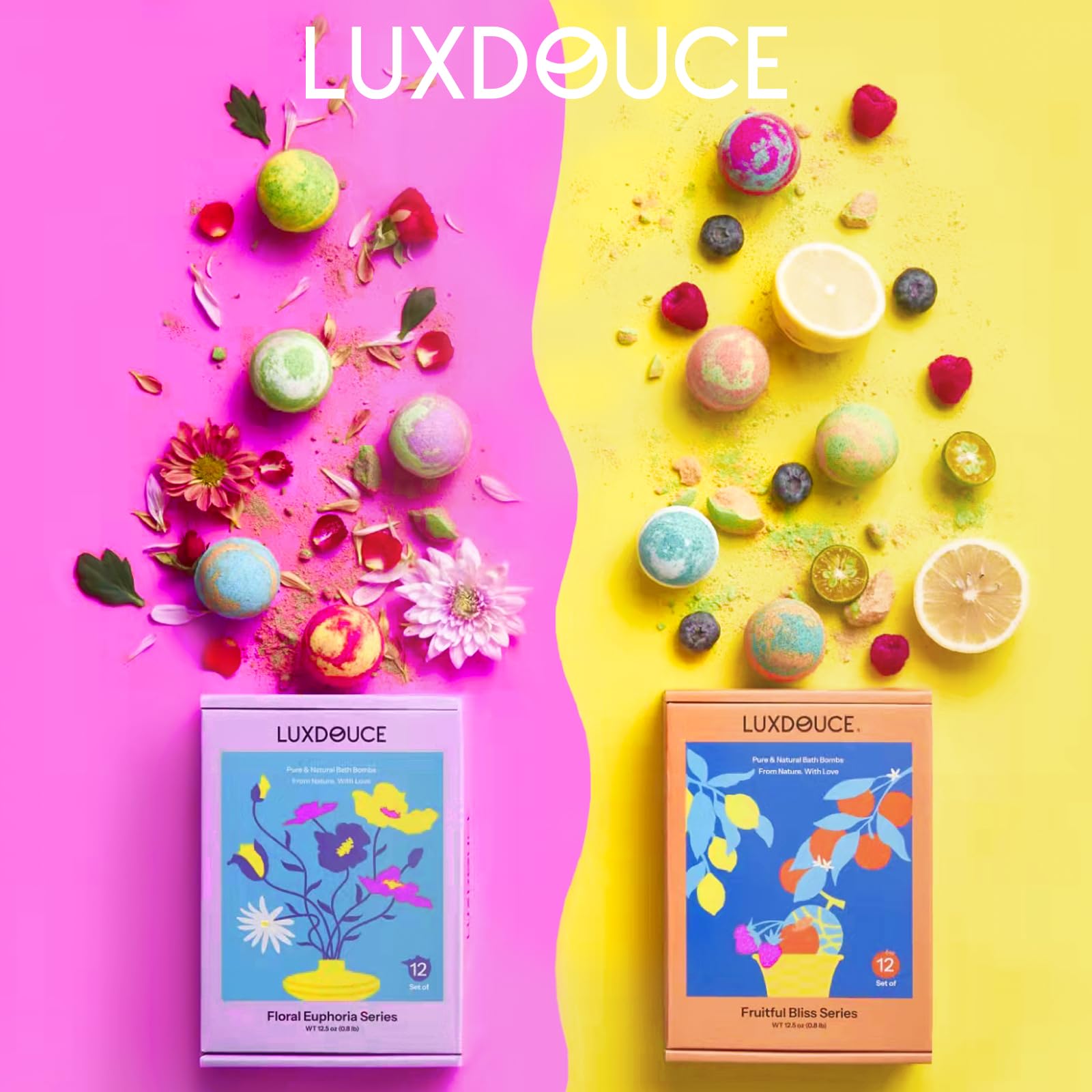 Luxdouce Bombas de baño delicias frutales: aromas cítricos para un baño vigoroso.