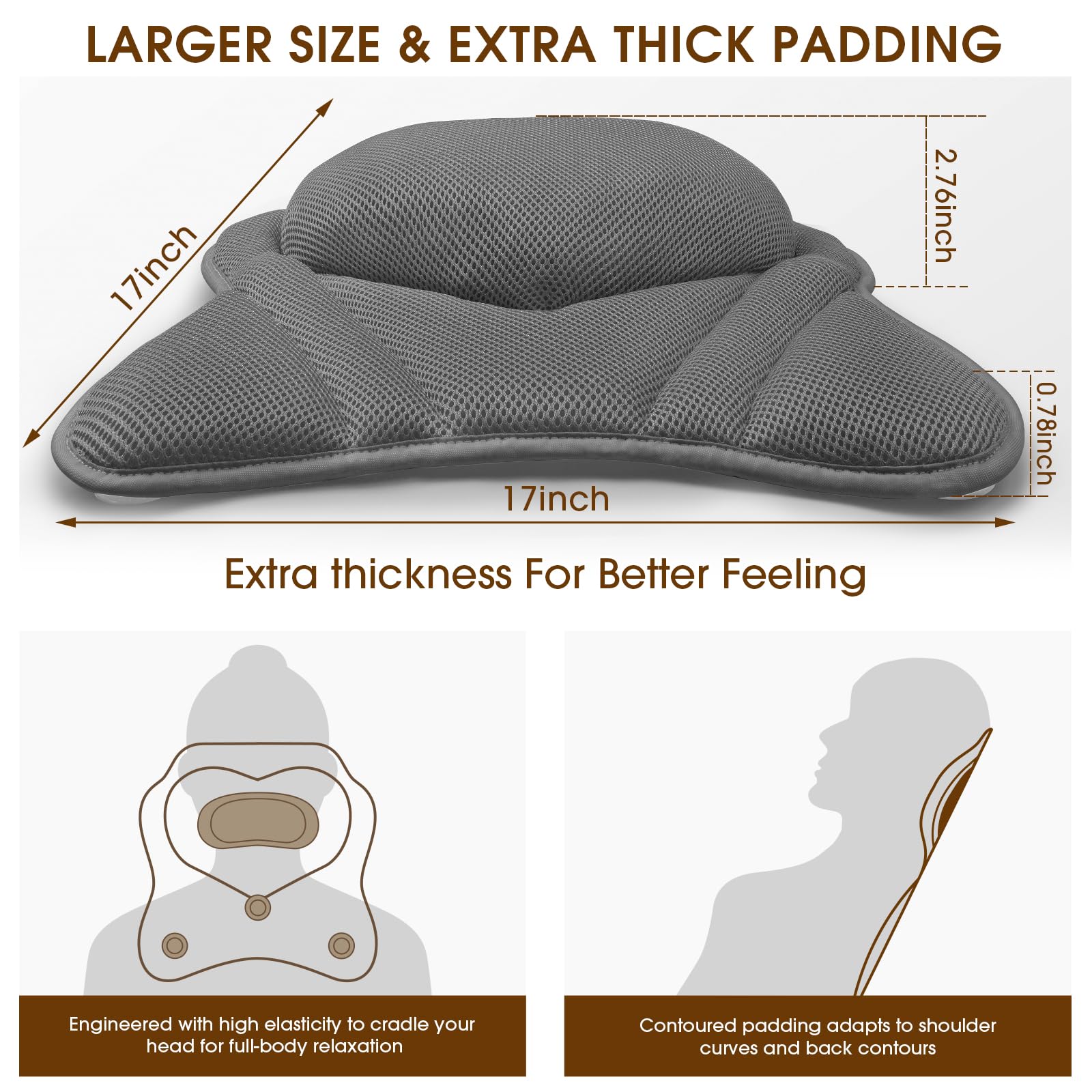 LuxStep almohada de baño ofrece soporte cómodo para cabeza y cuello.
