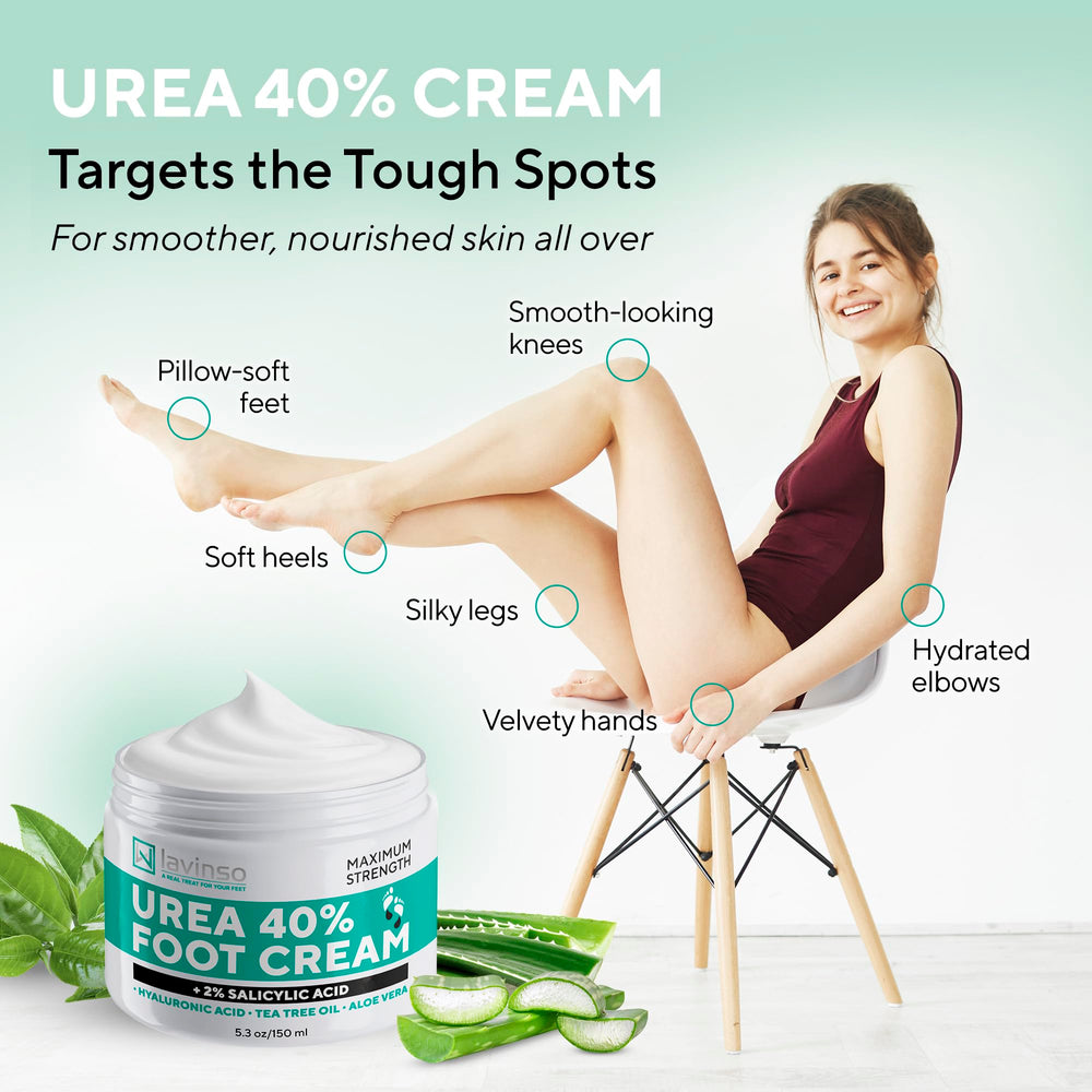 Lavinso Crema Urea 40% para Pies: aloe y árbol del té cuidan la piel.