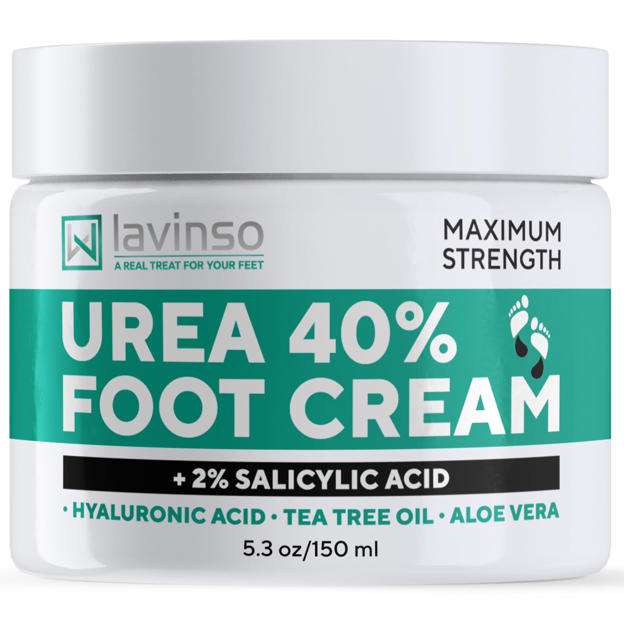 Lavinso Crema Urea 40% para Pies: bote compacto para uso diario.