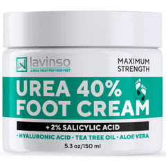 Lavinso Crema Urea 40% para Pies: bote compacto para uso diario.